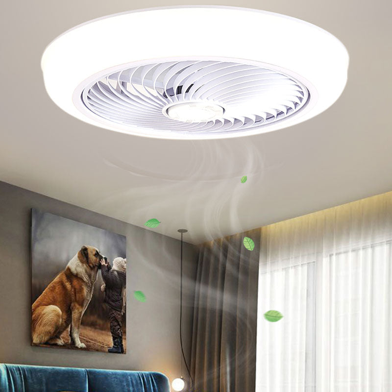 Moderne prägnante LED -Deckenlüfter leichte schmiedeeisere kreisförmige Decke mit Acrylschatten