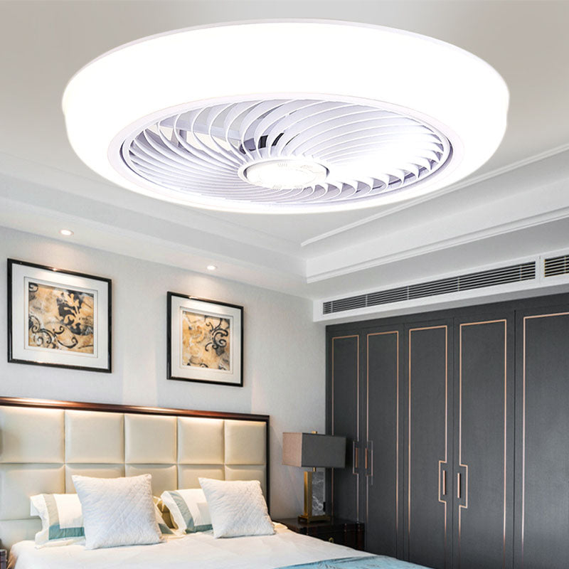 Moderne prägnante LED -Deckenlüfter leichte schmiedeeisere kreisförmige Decke mit Acrylschatten