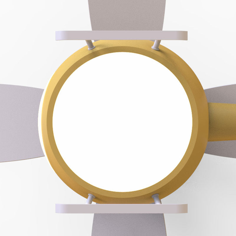 Kinderen artistieke LED -ventilator Licht smeedijzeren vliegtuig hanglampje met acrylschaduw