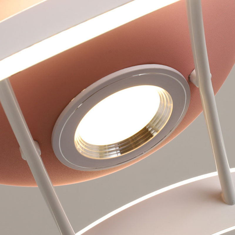 Kinderen artistieke LED -ventilator Licht smeedijzeren vliegtuig hanglampje met acrylschaduw