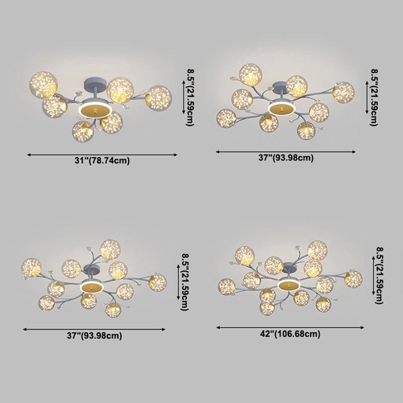Blue Sputnik a filo con soffitto a sfioramento Luce di vetro moderno per soggiorno per soggiorno