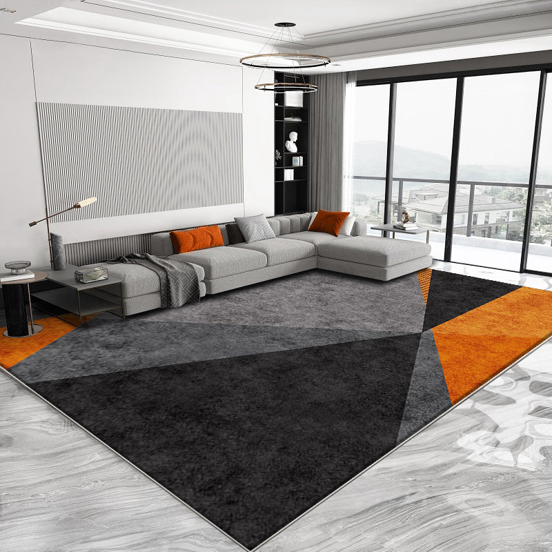 Dark Orange Modern Carpet Polyester Geometric Carpet Washable Carpet for Home Decor