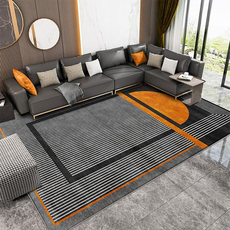 Dark Orange Modern Carpet Polyester Geometric Carpet Washable Carpet for Home Decor