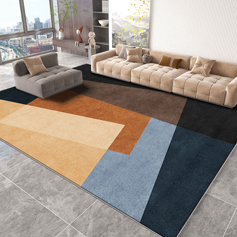 Dark Orange Modern Carpet Polyester Geometric Carpet Washable Carpet for Home Decor