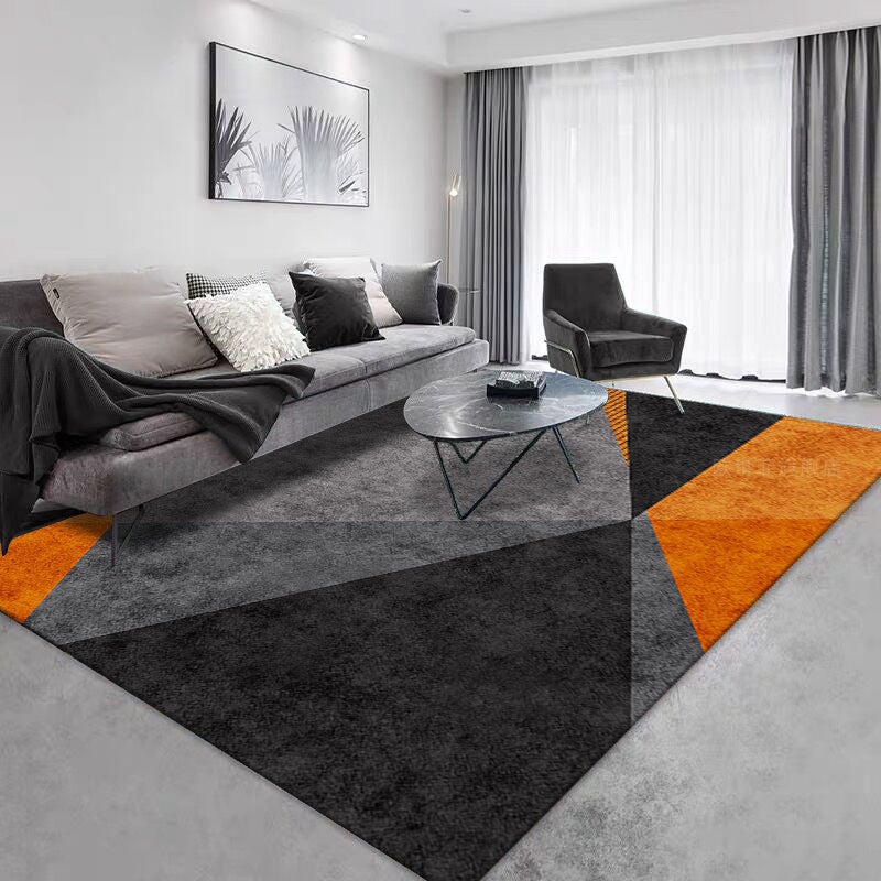 Dark Orange Modern Carpet Polyester Geometric Carpet Washable Carpet for Home Decor