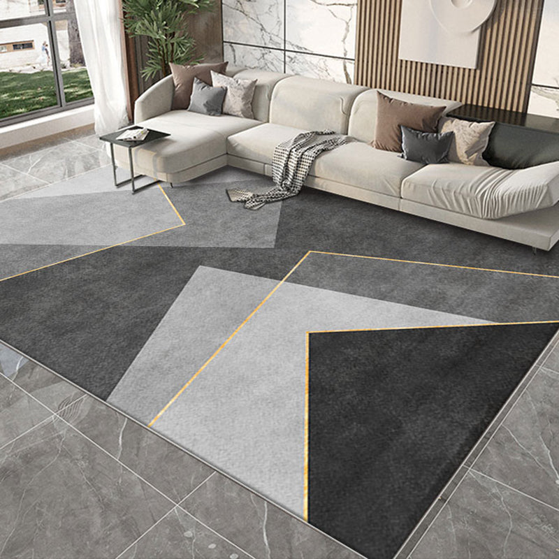 Dark Orange Modern Carpet Polyester Geometric Carpet Washable Carpet for Home Decor