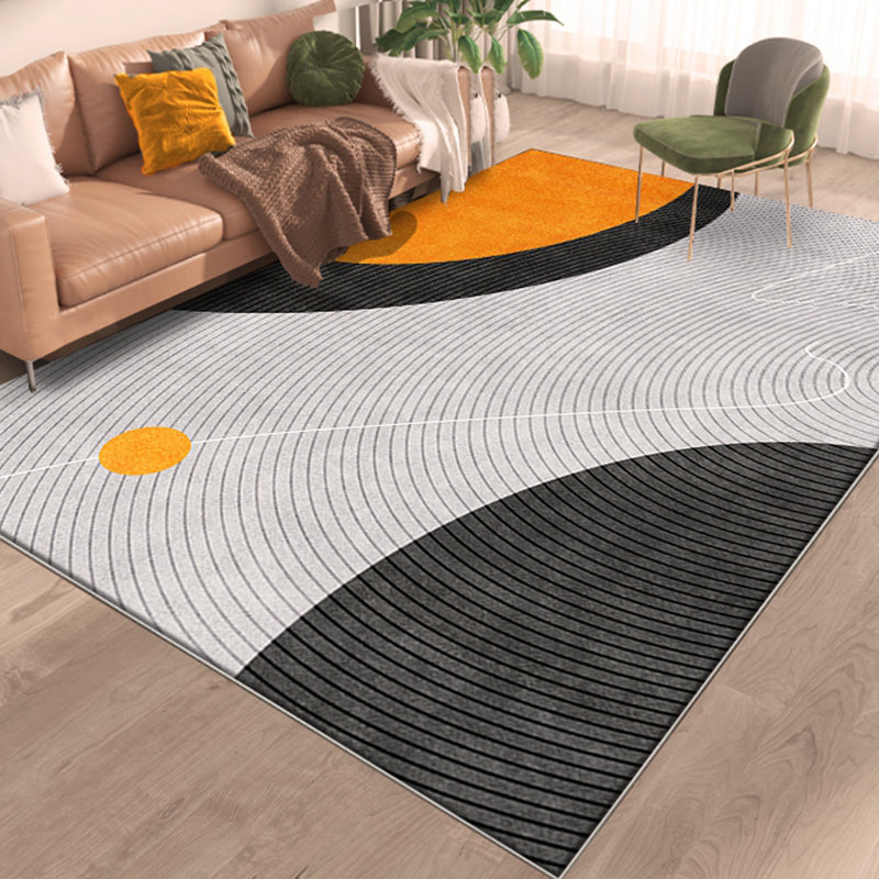 Dark Orange Modern Carpet Polyester Geometric Carpet Washable Carpet for Home Decor