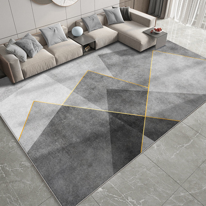 Dark Orange Modern Carpet Polyester Geometric Carpet Washable Carpet for Home Decor