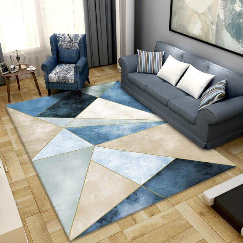 Simplicity Home Decoration Carpet Geometry Print Area Rug Polyester Non-Slip Backing Indoor Carpet