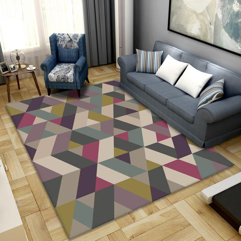 Simplicity Home Decoration Carpet Geometry Print Area Rug Polyester Non-Slip Backing Indoor Carpet