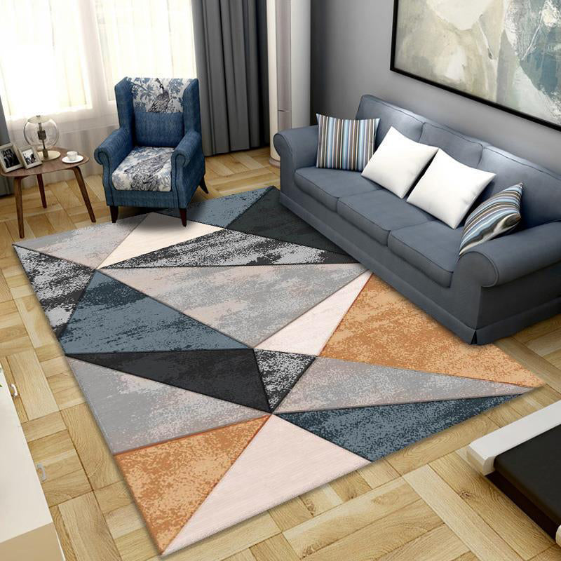 Simplicity Home Decoration Carpet Geometry Print Area Rug Polyester Non-Slip Backing Indoor Carpet