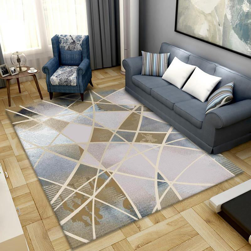 Simplicity Home Decoration Carpet Geometry Print Area Rug Polyester Non-Slip Backing Indoor Carpet
