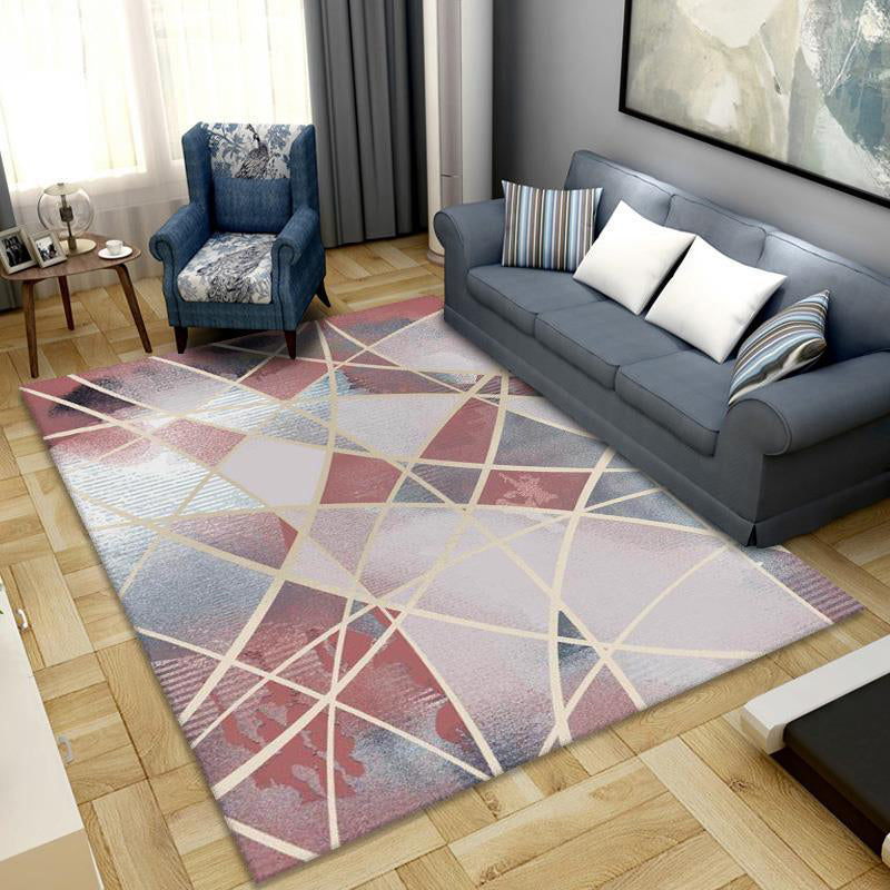 Simplicity Home Decoration Carpet Geometry Print Area Rug Polyester Non-Slip Backing Indoor Carpet