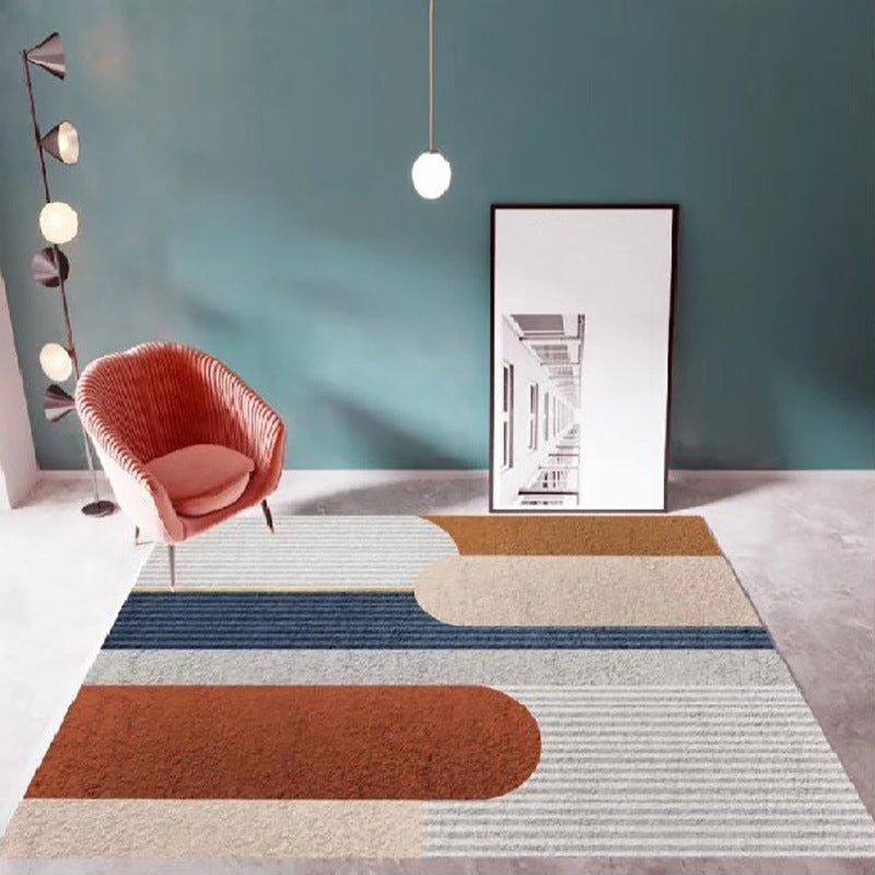 Trendy Nordic Rug Orange Graphic Rug Non-Slip Backing Rug for Living Room