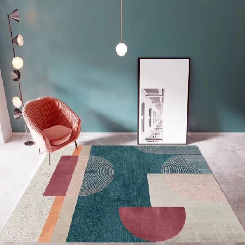 Trendy Nordic Rug Orange Graphic Rug Non-Slip Backing Rug for Living Room