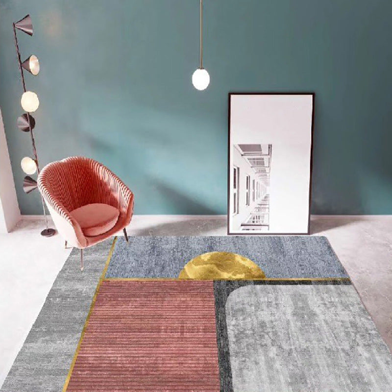 Trendy Nordic Rug Orange Graphic Rug Non-Slip Backing Rug for Living Room