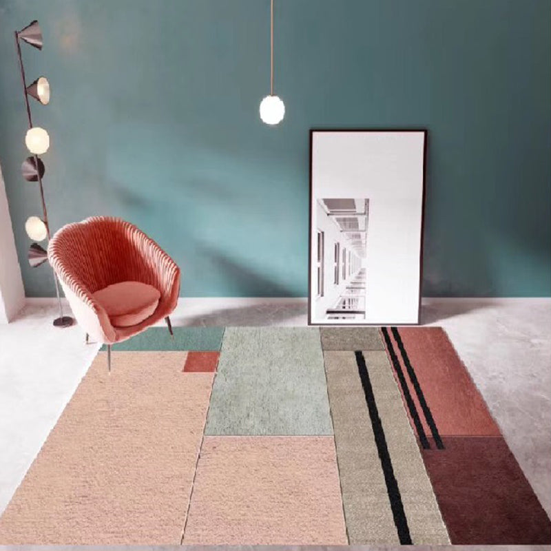 Trendy Nordic Rug Orange Graphic Rug Non-Slip Backing Rug for Living Room