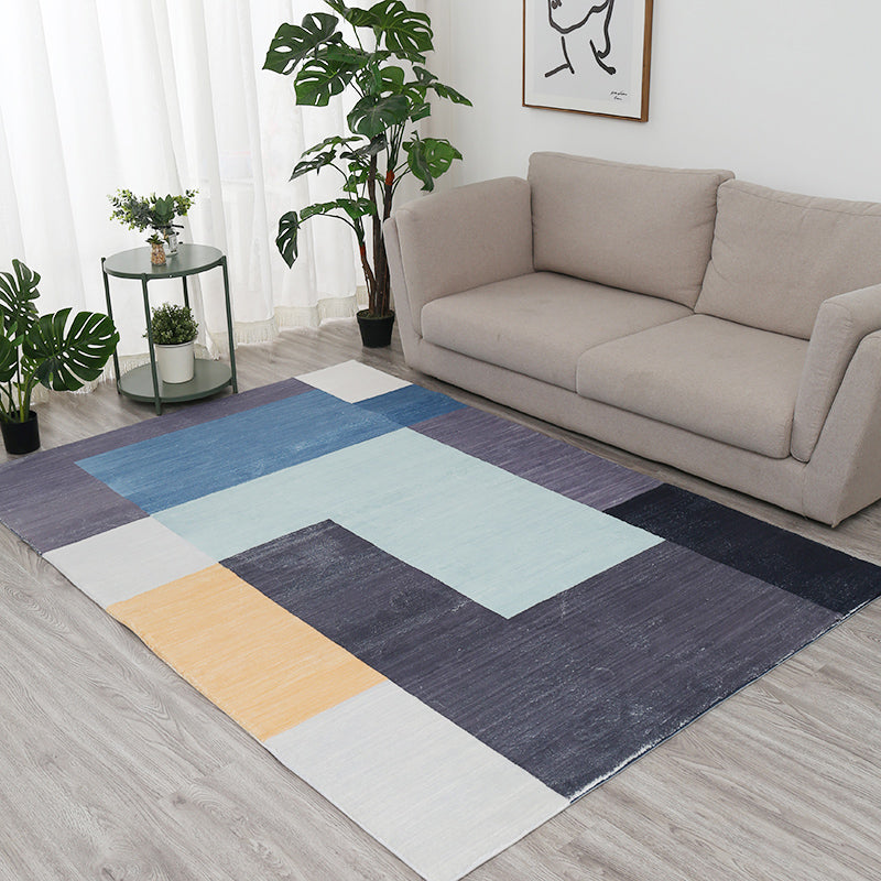 Stylish Geometric Pattern Area Rug Modern Polyester Rug Anti-Slip Easy Care Rug for Living Room