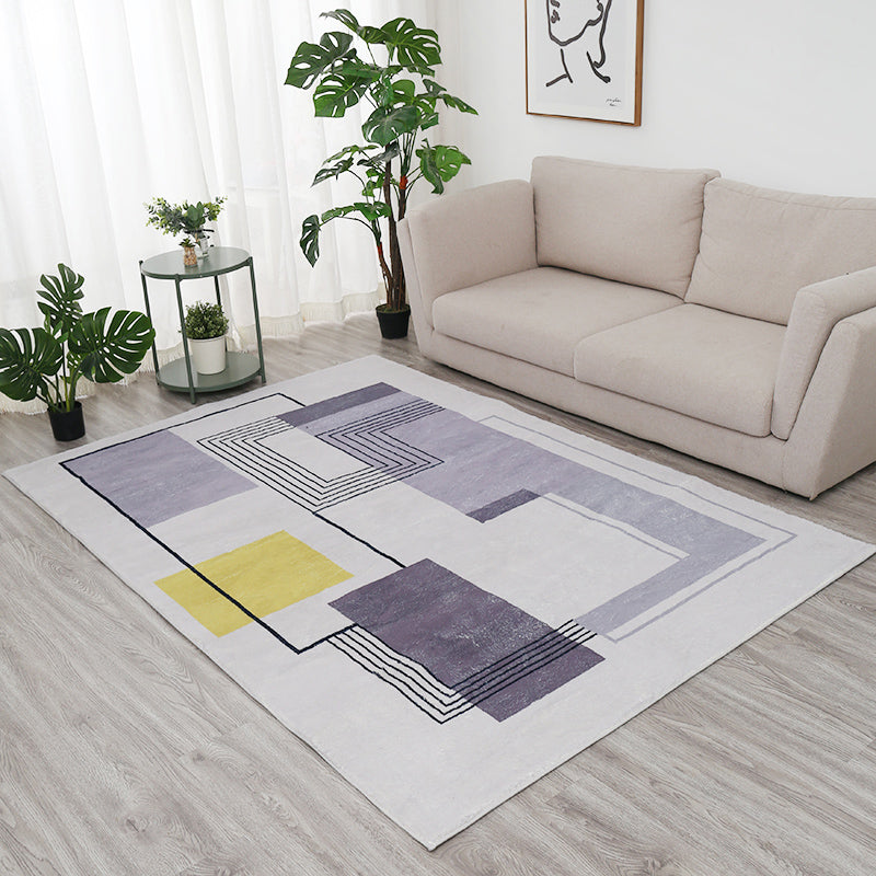 Stylish Geometric Pattern Area Rug Modern Polyester Rug Anti-Slip Easy Care Rug for Living Room