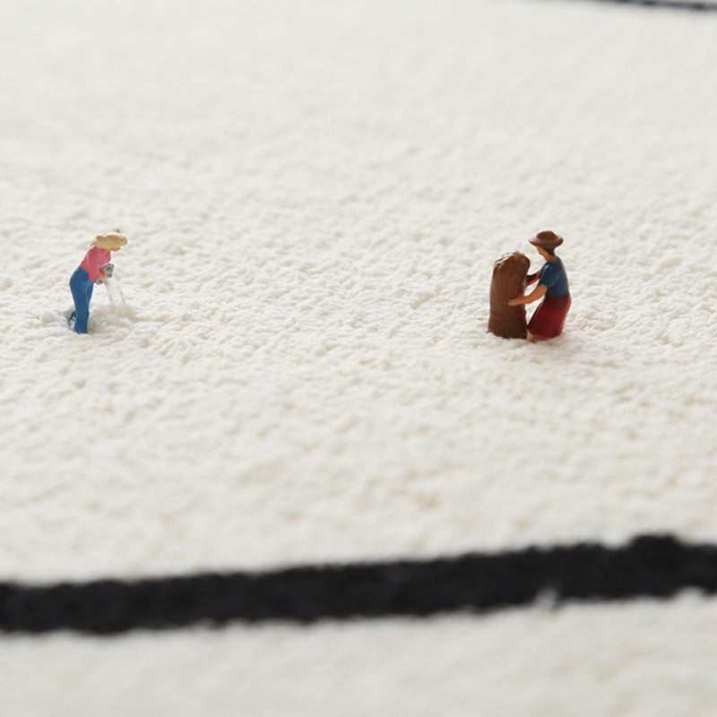 Fancy Brown Area Carpet Modern Plaid Pattern Area Carpet Polyester Stain Resistant Rug for Bedroom