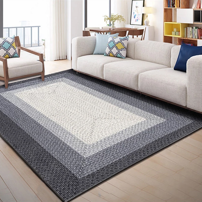 Grey Modern Area Carpet Geometric Pattern Polyester Area Rug Anti-Slip Washable Rug for Home Decor