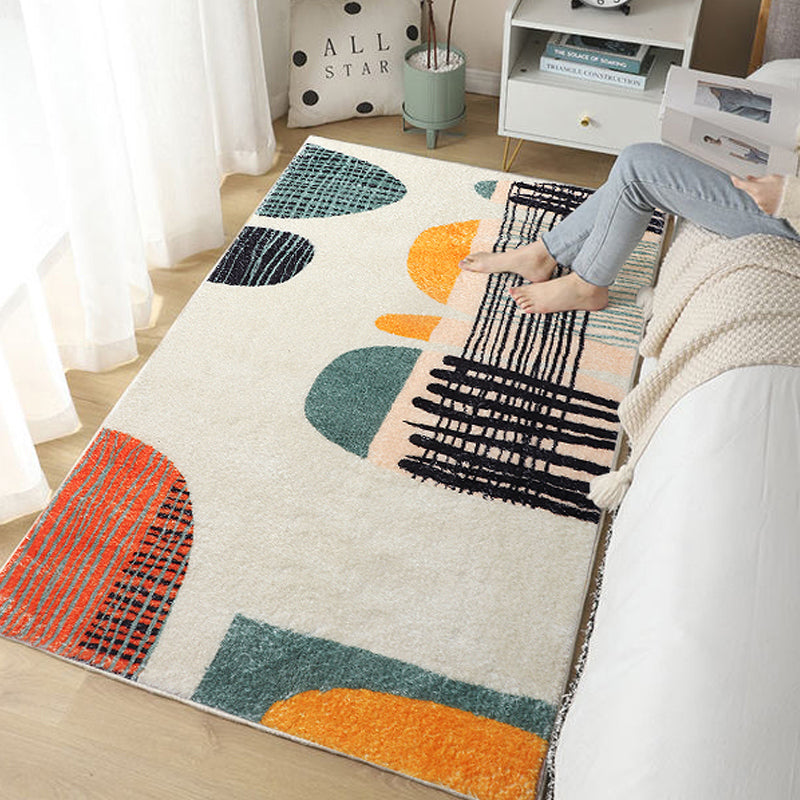 Light Orange Carpet Polyester Striped Carpet Non-Slip Backing Carpet for Living Room