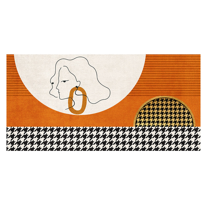 Black Nordic Rug Polyester Circle Indoor Rug Non-Slip Backing Rug for Living Room