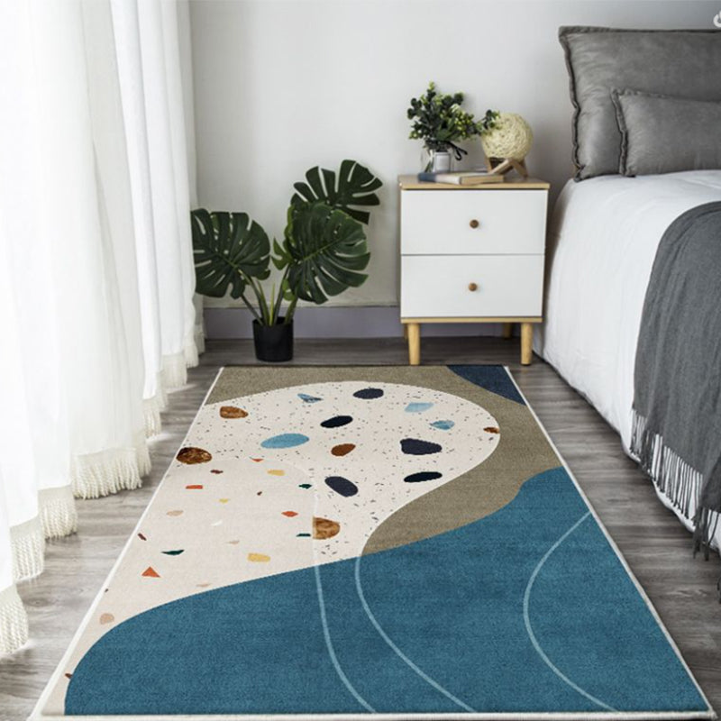 Black Nordic Rug Polyester Circle Indoor Rug Non-Slip Backing Rug for Living Room