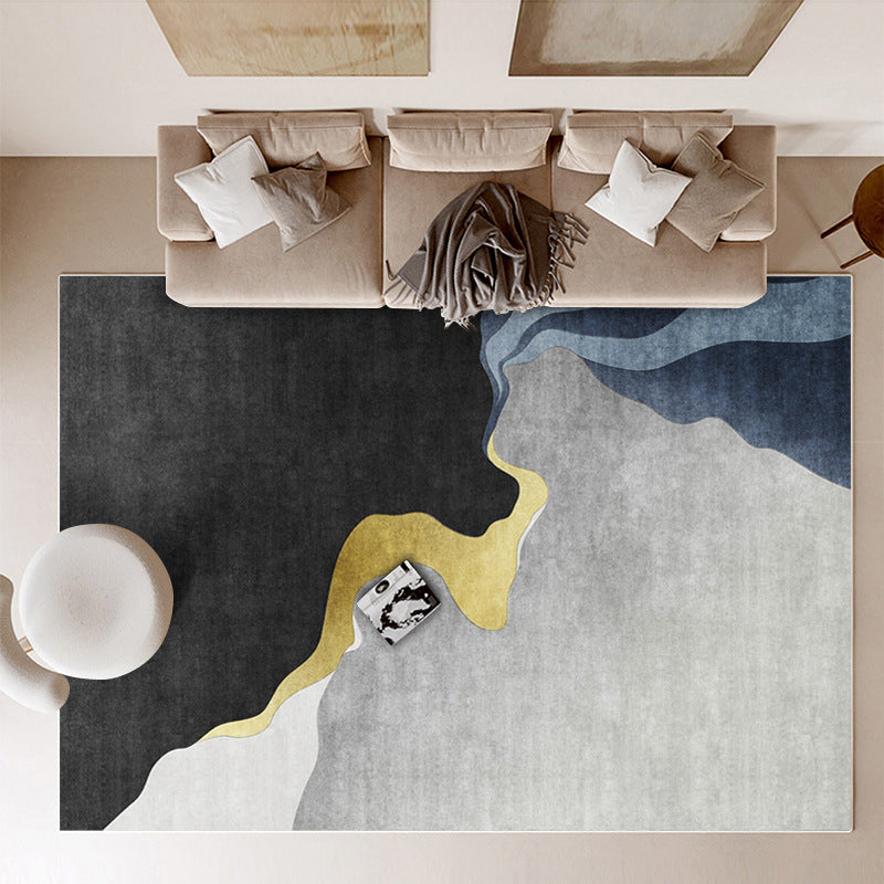 Gold Contemporary Rug Polyester Graphic Rug Stain Resistant Rug for Home Decor