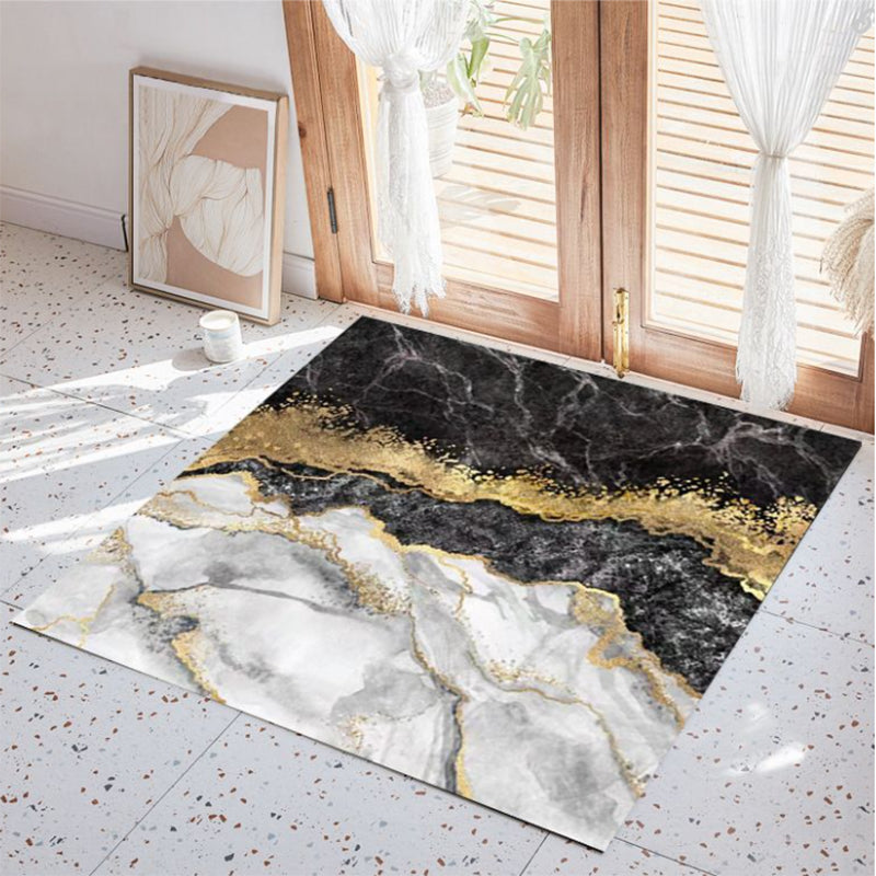 Gold Modern Rug Polyester Circle Rug Non-Slip Backing Rug for Home Decor