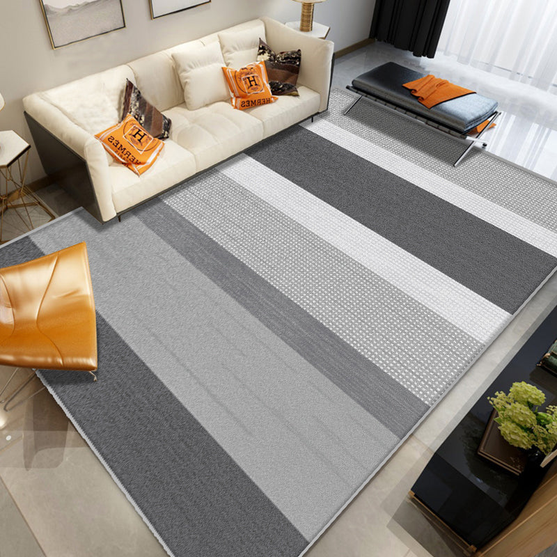 Grey Modern Area Carpet Geometric Pattern Polyester Area Rug Non-Slip Rug for Home Decor