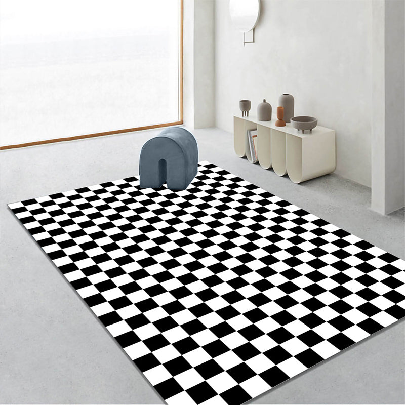 Contemporary Checkered Print Rug Polyester Carpet Stain Resistant Indoor Rug for Home Decoration
