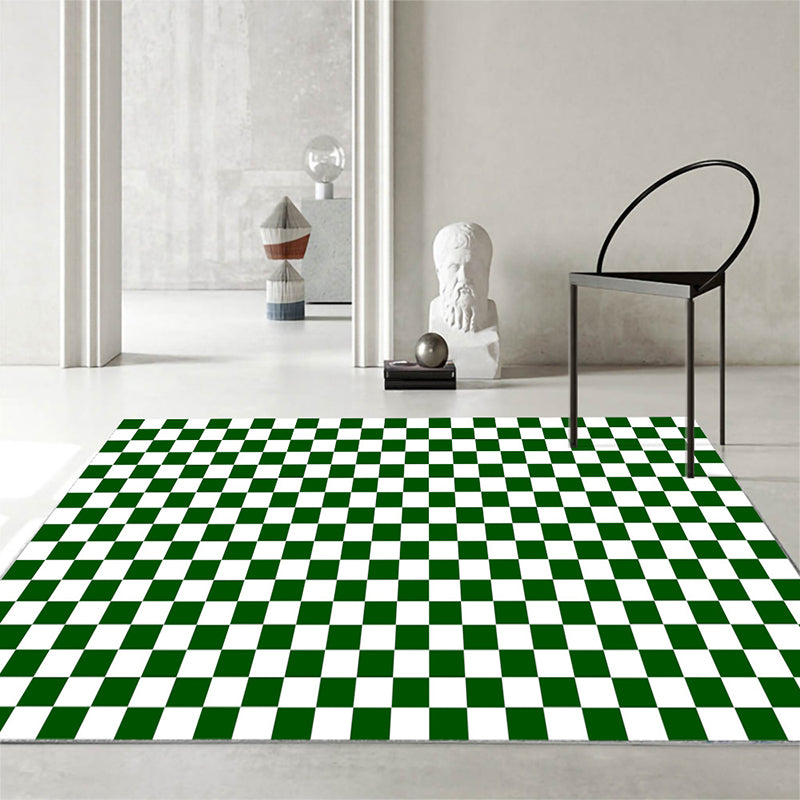 Contemporary Checkered Print Rug Polyester Carpet Stain Resistant Indoor Rug for Home Decoration