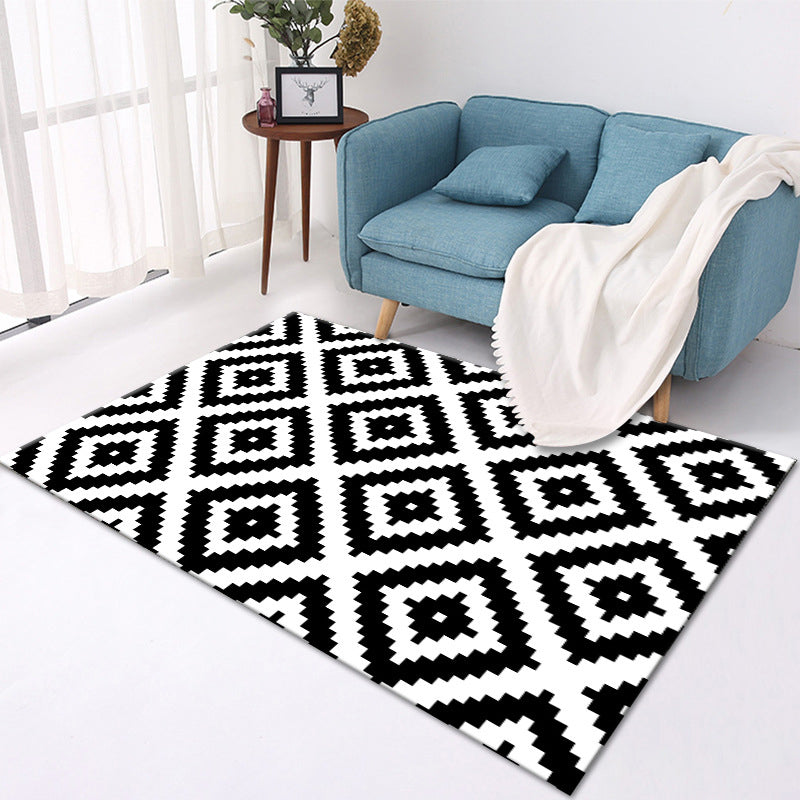 Leisure Geometric Area Rug Unique Washable Rug Polyester Stain Resistant Carpet for Home Decor