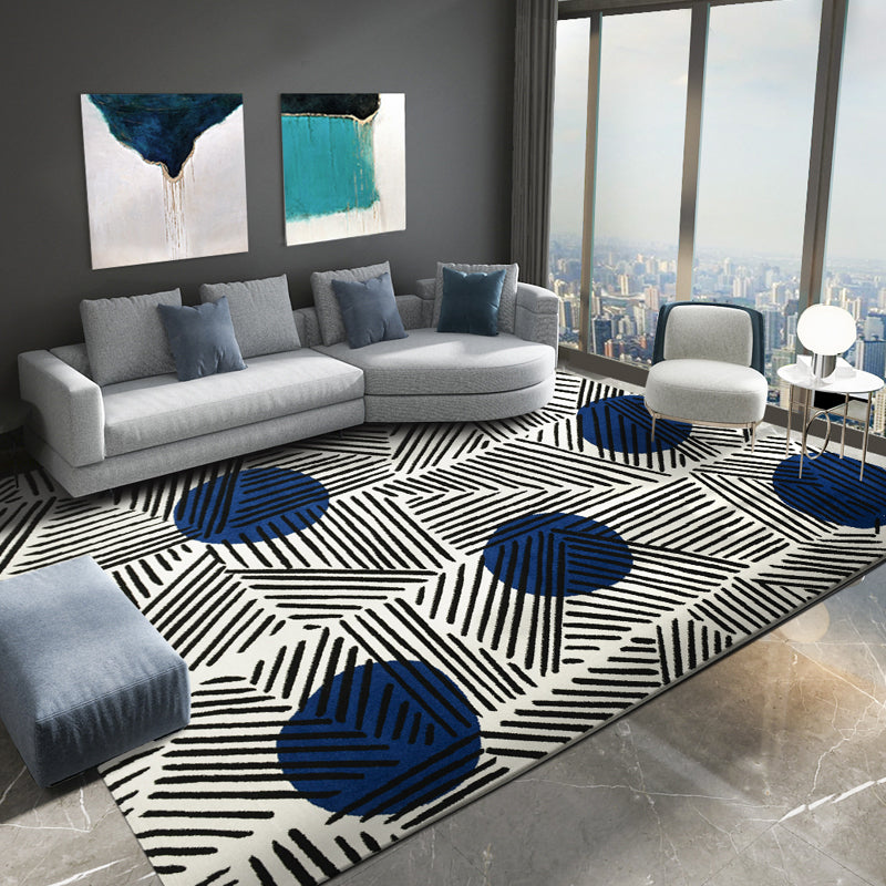 Grey Modern Area Carpet Geometric Pattern Polyester Area Rug Stain Resistant Rug for Living Room