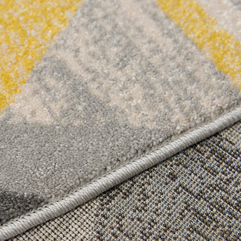 Grey Modern Area Carpet Geometric Pattern Polyester Area Rug Stain Resistant Rug for Living Room