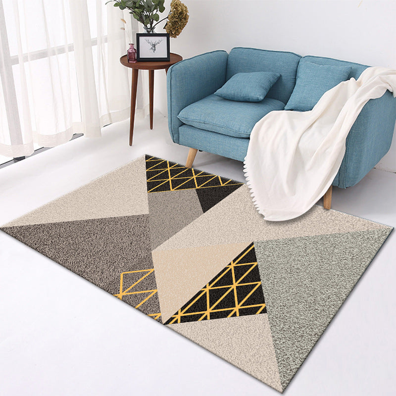 Geometric Polyester Indoor Rug Modern Patchwork Area Rug Polyester Carpet for Living Room