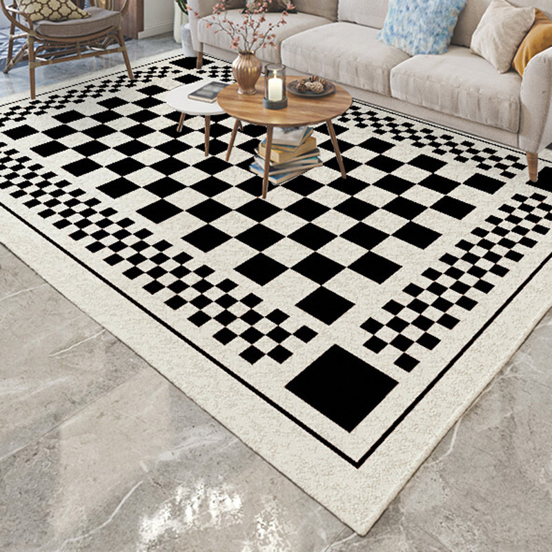Fancy Modern Area Carpet Plaid Pattern Polyester Area Rug Stain Resistant Rug for Living Room