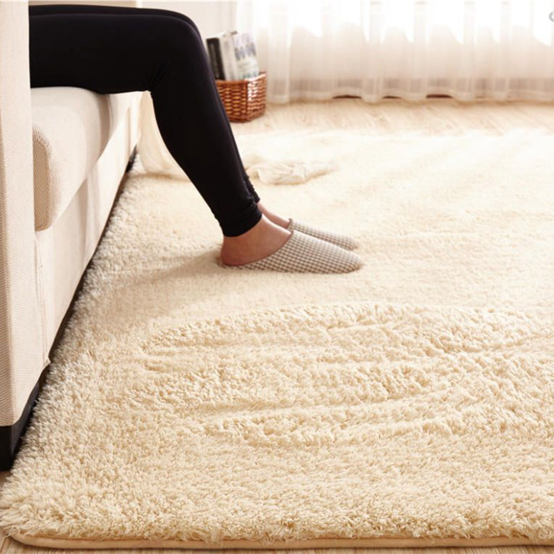 Camel Modern Rug Polyester Pure Color Indoor Rug Non-Slip Backing Rug for Living Room