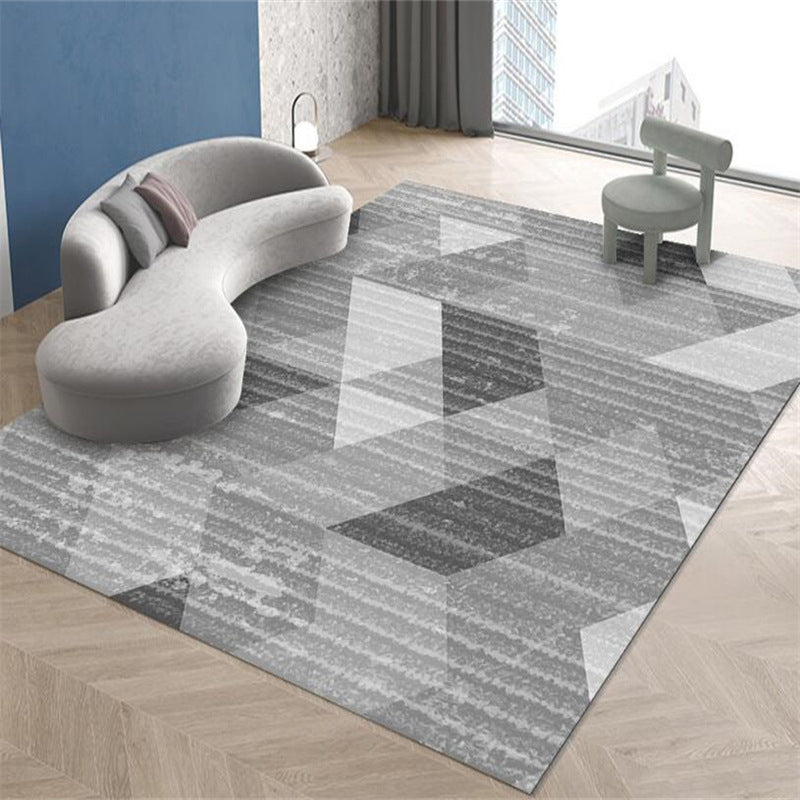 Modern Washable Carpet Geometric Contrast Panel Area Rug Polyester Carpet with Non-Slip Backing