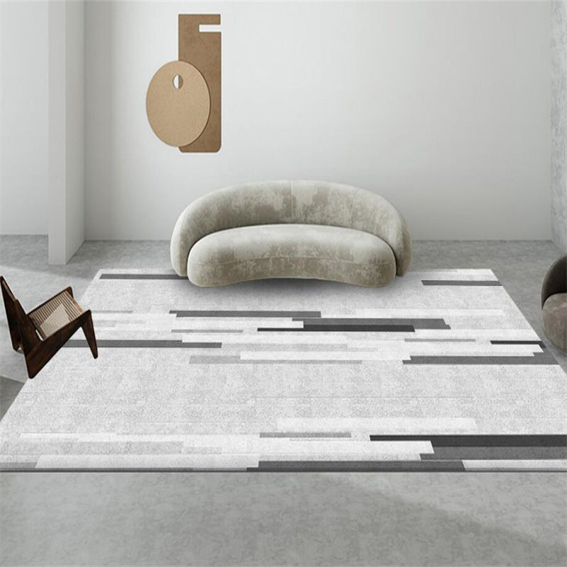 Modern Washable Carpet Geometric Contrast Panel Area Rug Polyester Carpet with Non-Slip Backing