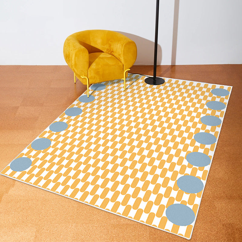 Colorful Modern Area Carpet Geometric Pattern Polyester Area Rug Easy Care Washable Rug for Bedroom