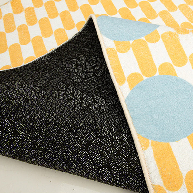 Colorful Modern Area Carpet Geometric Pattern Polyester Area Rug Easy Care Washable Rug for Bedroom