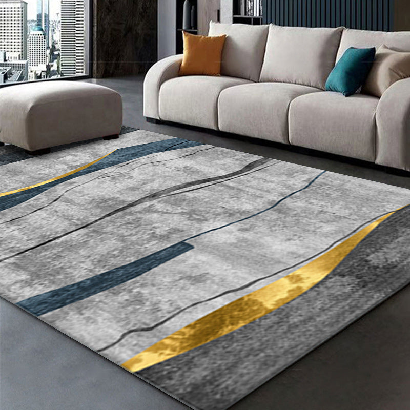 Gold Modern Carpet Polyester Graphic Carpet Non-Slip Backing Carpet Living Room