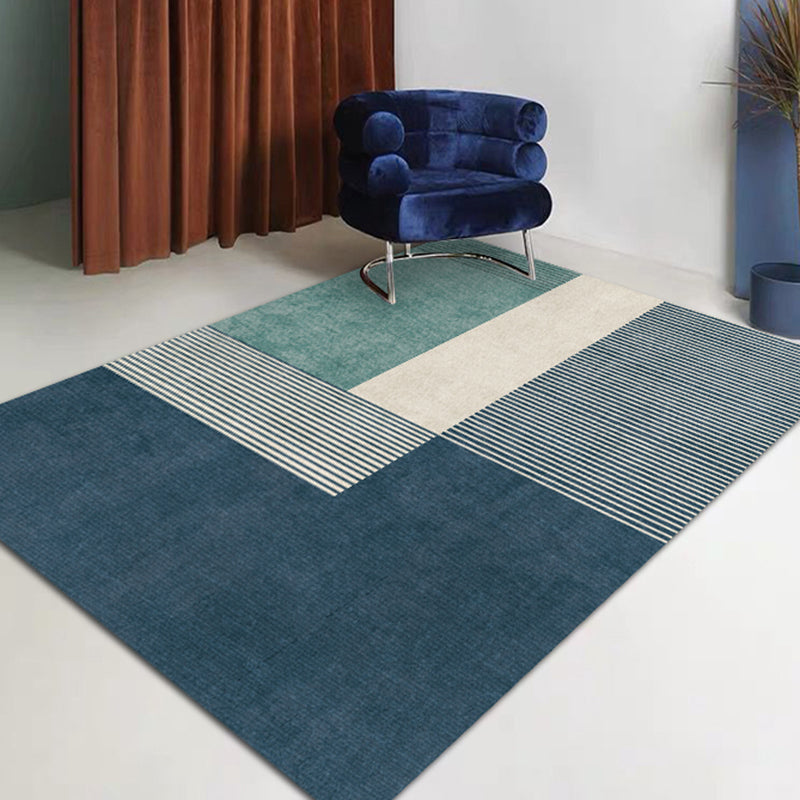 Brown Living Room Area Carpet Geometric Pattern Polyester Area Rug Stain Resistant Rug