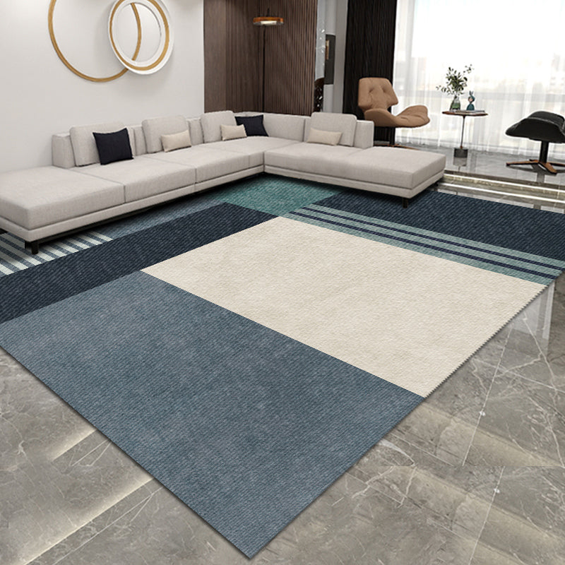 Tapis de zone moderne bleu bloc de couleur tapis de zone en Polyester tapis de support antidérapant pour la décoration intérieure