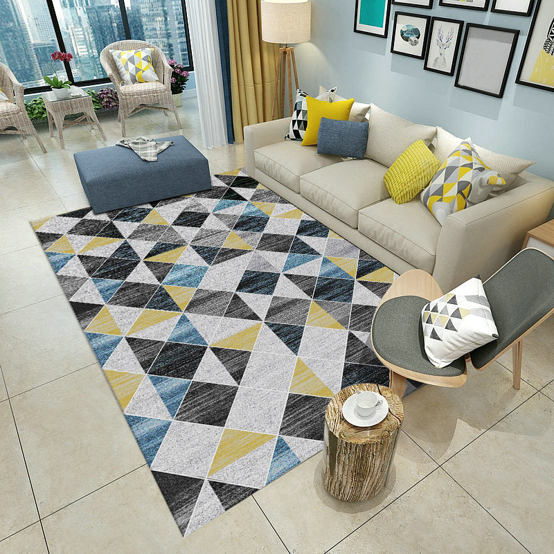Geometric Printed Indoor Rug Washable Rug Polyester Stain Resistant Area Rug for Home Decoration