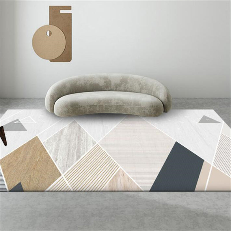 Simplicity Gray Tone Carpet Geometric Polyester Area Rug Stain Resistant Indoor Rug for Home Decor