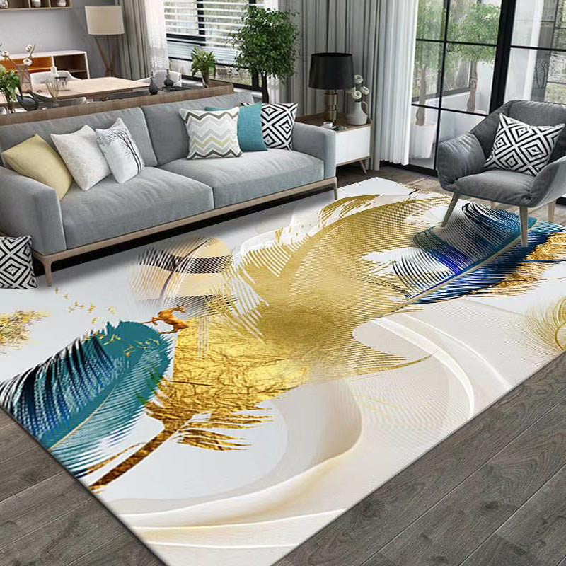 Creative Area Carpet Funky Leaf Print Indoor Rug Living Room Polyster Carpet with Non-Slip Backing
