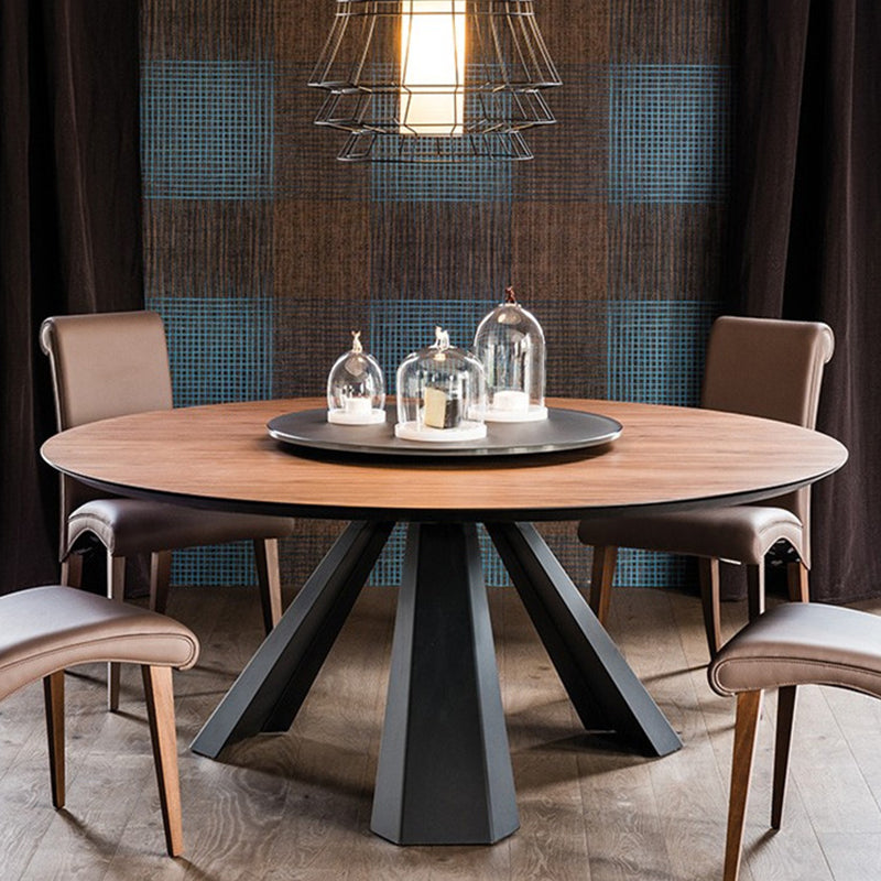 Forme ronde 3 jambes Table à manger moderne Couleur en bois Tableau fixe de bois massif